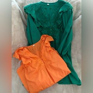 Green and orange eyelet dresses